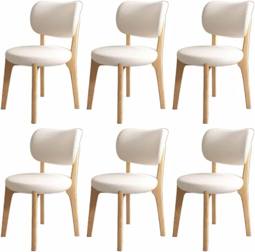 Miniatura 44 de Juego de sillas de comedor de madera modernas con respaldo curvado, sillas de cocina tapizadas con marco de madera, sillas laterales sin brazos