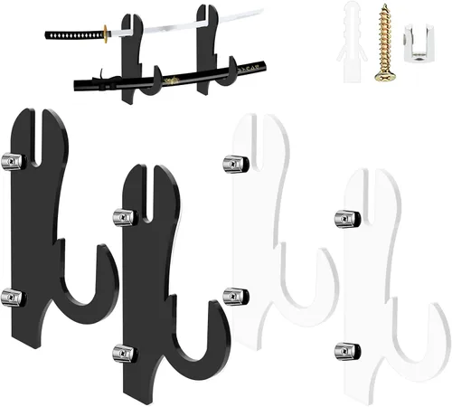 Miniatura 8 de Soporte de espada, gancho de espada, gancho de montaje en pared, soporte de exhibición de espada samurái acrílico para Katana Tanto Genji Wakizashi
