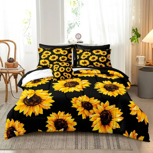Miniatura 13 de Merryword - Juego de edredón de mármol negro, tamaño individual, 6 piezas, ropa de cama en una bolsa, diseño de mármol metálico dorado con 1