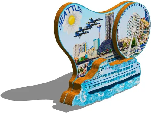 Miniatura 2 de Imán de Seattle de Estados Unidos para nevera, hitos de madera 3D, recuerdos coleccionables, decoración hecha a mano, 14