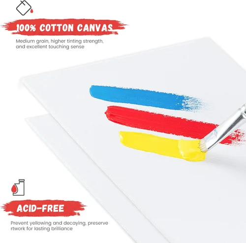 Miniatura 4 de Simetufy Paquete de 12 tableros de lienzo de 9 x 12 pulgadas para pintar paneles de lienzo, imprimados con gesso sin ácidos, 100% algodón