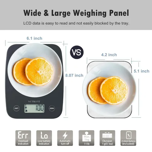 Miniatura 3 de NUTRI FIT Báscula digital de alimentos, báscula de cocina de 11 libras de peso digital, báscula de cocina para alimentos y gramos, 4