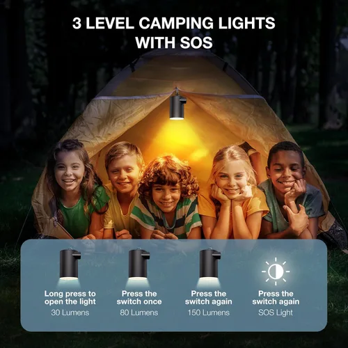 Miniatura 5 de Portable Air Pump for Inflatables, Ultra-Mini Air Mattress Pump 4X with 1600mAh Battery & Camping Light, USB Rechargeable Air Pump for Swimming Negro