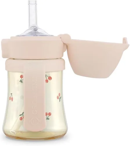 Miniatura 12 de GROSMIMI x KNOTTED Vaso con Tapa Abatible para Sorber a Prueba de Derrames, PPSU, sin BPA, popote de etapa 2 para niños pequeños (Sonrisa 6 onzas)