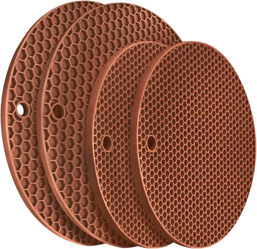 Miniatura 24 de Salvamanteles de silicona para platos calientes, soportes multiusos para ollas, 4 unidades, 2 tamaños de 7 pulgadas y 9 pulgadas, resistentes al 03