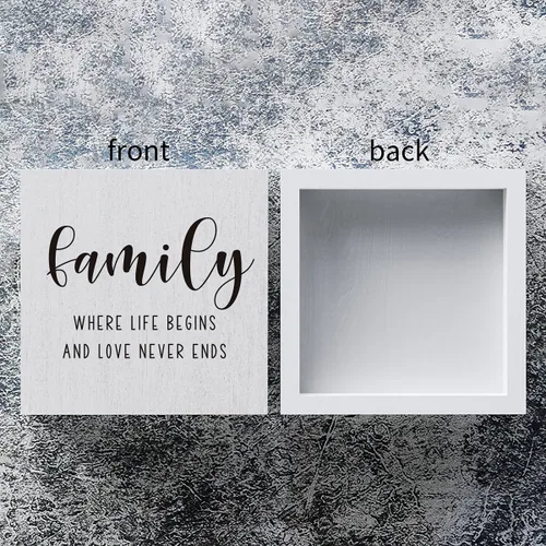 Miniatura 3 de mmiishe Letrero decorativo de madera con texto en inglés «Family Where Life Begins and Love Never Ends»