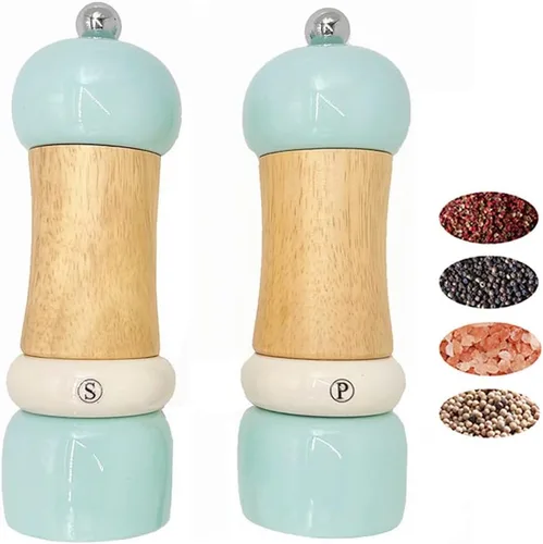 Juego de molinillo manual de sal y pimienta, juego de molinillo de sal y pimienta de madera, juego de salero y pimentero, juego de regalo, grosor