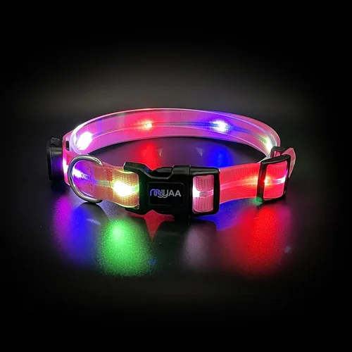 Collares de perro iluminados, collar de perro con luces LED recargables, luces de perro que brillan en la oscuridad para caminar por la noche para