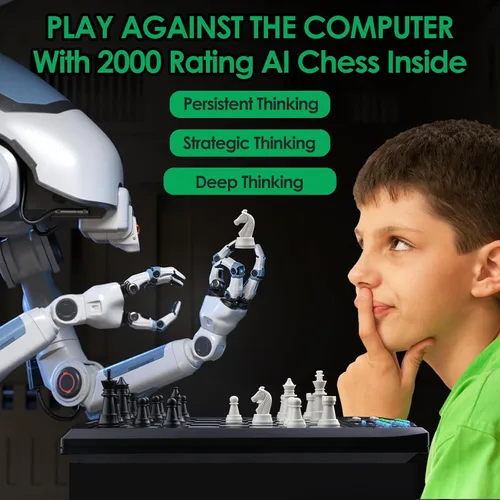 Miniatura 2 de Tablero de ajedrez electrónico Talking Chess Academy, tablero de ajedrez inteligente con sistema de enseñanza de voz, juego de ajedrez