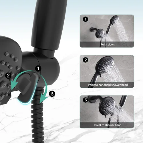 Miniatura 6 de SR SUN RISE Sistema de ducha con caño de bañera, juego combinado de grifo dual 2 en 1 de bañera y ducha de 35 funciones, kit de molduras de bañera