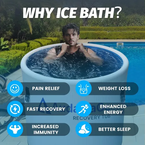 Miniatura 7 de Bañera XXL de Baño de Hielo para Atletas, Compatible con Enfriadores de Agua, Bañera Inflable de Sumersión Fría de 704 Litros con Tapa Aislada