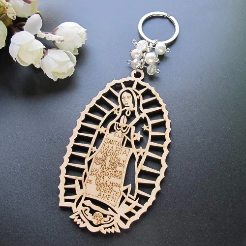 Miniatura 5 de 12 llaveros de Nuestra Señora de Guadalupe con bolsas de regalo Bautizo Recuerdo Marrón, Marrón