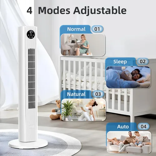 Miniatura 4 de Antarctic Star Ventilador de Torre Portátil Ventiladores de Piso Oscilante 85° Ventilador Silencioso de Enfriamiento Temporizador 12H Control Remoto