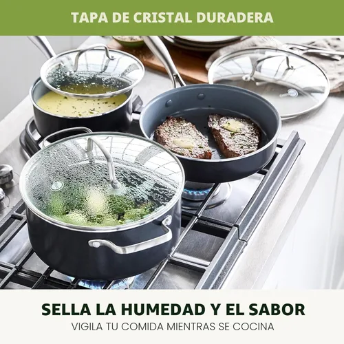 Miniatura 5 de GreenPan Juego de utensilios de cocina Swift antiadherentes de 17 piezas, ollas y sartenes de cerámica sin PFAS con tapas, apto para lavavajillas