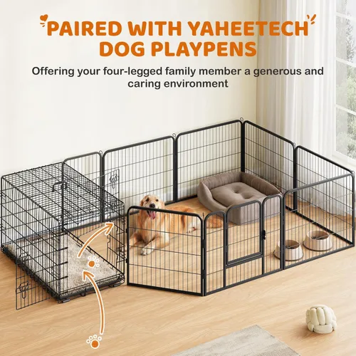 Miniatura 6 de Yaheetech Jaula para perros de doble puerta de 42 pulgadas con divisor para cachorros a adultos, caja de metal plegable XL con bandeja extraíble