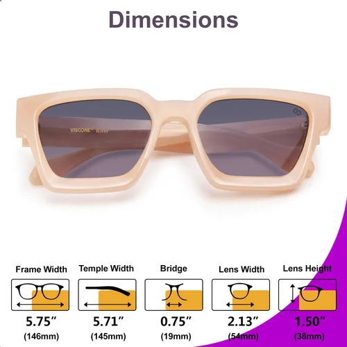 Miniatura 7 de VISOONE Moda 100% UV400 Protección Rectángulo TR90 Y2K Gafas de sol Accesorios para Mujeres Hombres RIVER, Carne de suelo/Gris Rosa