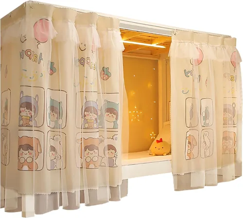 Miniatura 25 de Cortinas de gasa bonitas genéricas para litera con dosel de cama con encaje, 2 paneles, aguacate