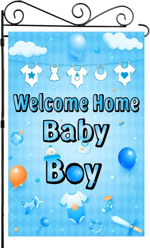 Labakita Bandera de jardín con texto en inglés «It's a Boy» con texto en inglés «It's a Boy» («It's a Boy» para baby shower, decoración exterior