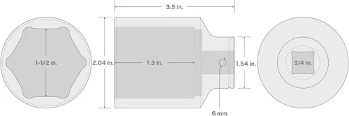 Miniatura 5 de TEKTON Unidad de 3/4 pulgadas x 1-1/2 pulgadas de profundidad de 6 puntos SHD33038