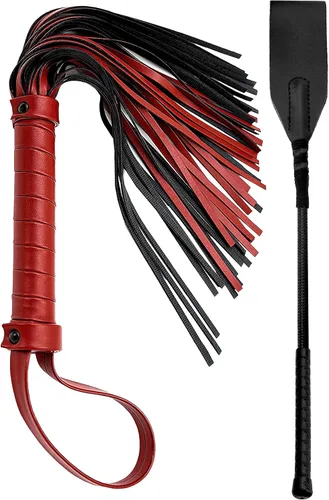 Miniatura 7 de Sex Whip 18" Black Flogger 27" BDSM Starter Kit Floggers y Paletas y Látigos Sexo Flogger de cultivos negros