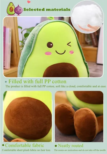 Miniatura 4 de NatureMan Almohada de peluche de aguacate de 16.5 pulgadas, bonita muñeca de peluche de frutas, adecuada para niños, niñas, niños y regalos