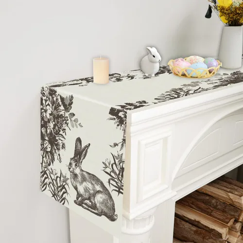 Miniatura 5 de GPGHE Camino de mesa de Pascua, diseño floral de conejito largo, para primavera, vacaciones, cocina, comedor, fiesta, decoración de granja, 13 x 36