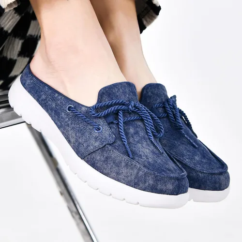 Miniatura 7 de Buyrew Pantuflas para mujer, cómodas, de lona de punto, con soporte de arco, transpirables, pantuflas de casa