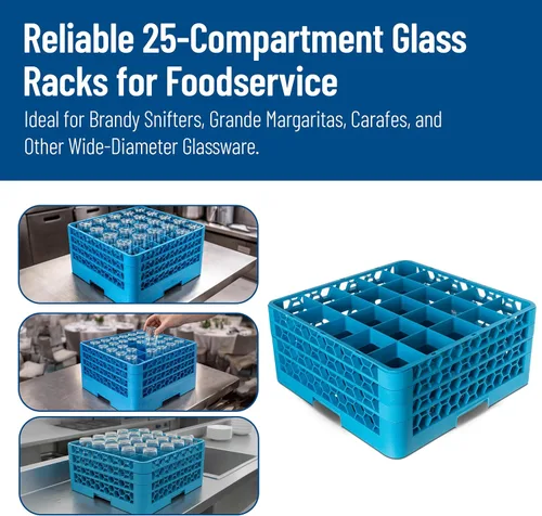 Miniatura 7 de Carlisle FoodService Products Opticlean - Estante de vidrio dividido con 25 compartimentos con 3 extensores, plástico, 19.875 x 19.875 x 8.5