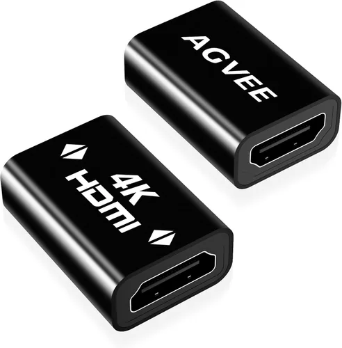 AGVEE Paquete de 2 adaptadores HDMI 4K hembra a hembra, 4K @60HZ HDR HDMI 2.0 convertidor de extensión Connetor, carcasa de aleación de aluminio