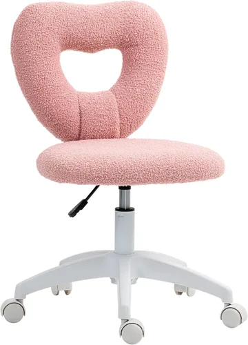 Miniatura 10 de HOMCOM Linda silla de escritorio para oficina en casa sin brazos, silla de trabajo de computadora de altura ajustable, moderna silla de tocador