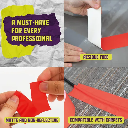 Miniatura 6 de ATack Gaffer Tape - Cinta adhesiva de 2 pulgadas x 30 yardas, color rojo de alta calidad y fácil de rasgar, color rojo mate, cinta para escenario