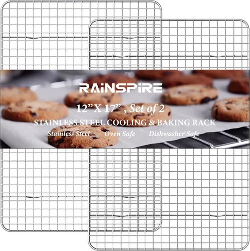 Miniatura 11 de Rainspire Rejilla de enfriamiento de acero inoxidable, estantes de enfriamiento resistentes para cocinar y hornear, estante de alambre apto
