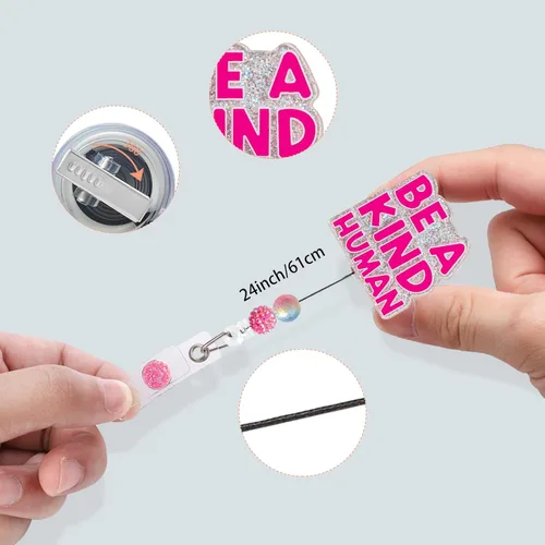 Miniatura 2 de Carrete de Insignia para Enfermera, Lindo Portainsignias Retráctil con Clip de ID para Accesorios de Enfermera para el Trabajo, Divertidos Carretes