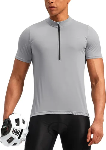 Miniatura 2 de Bikewa Maillot de ciclismo para hombre que absorbe la humedad, manga corta, UPF media cremallera, ciclismo, ciclismo de carretera, camisas