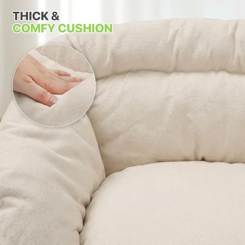 Miniatura 5 de Magshion Silla hamaca colgante con acogedor cojín completo, silla columpio de macramé exterior con capacidad de 350 libras, muebles decorativos Beige