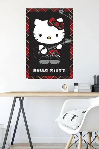Miniatura 4 de Hello Kitty: 22 Póster de pared rojo punk, 34 pulgadas de largo x 22.4 pulgadas de ancho, versión sin marco