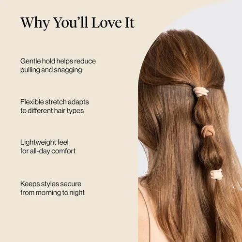 Miniatura 3 de Kitsch Lazos de nailon para el cabello sin daños, bandas elásticas para el cabello para una sujeción fuerte durante todo el día, soportes para cola