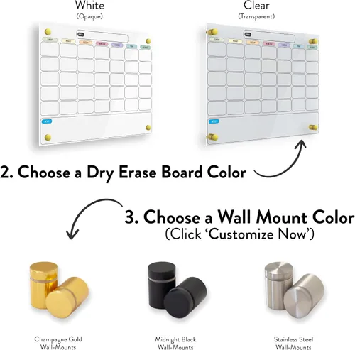 Miniatura 6 de Calendario acrílico para pared, pizarra blanca de borrado en seco, alternativa de vidrio transparente, tablero no magnético, planificador mensual