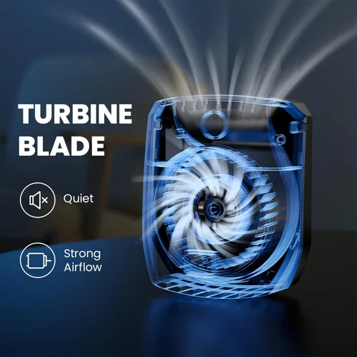 Miniatura 4 de LEMOISTAR Mini ventilador de cinturón portátil con clip de cintura, 5000 mAh, funciona con pilas, ventilador de collar portátil manos libres, máximo