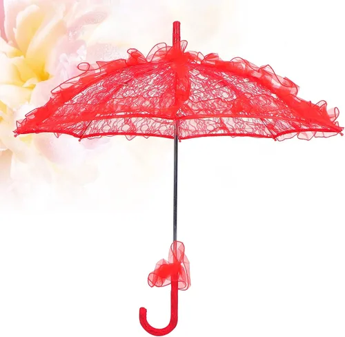 Miniatura 9 de TOPINCN Único plegable tela de encaje sombrilla paraguas para bodas fiestas fotos rendimiento accesorios hermoso clásico romántico