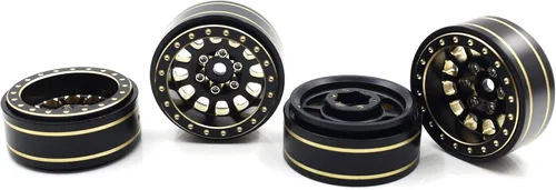 Miniatura 8 de 1.0 Plus Latón Beadlock Ruedas RC Juego de llantas de 1.48 oz/pcs 6 radios llantas para TRX4M Axial SCX24 FMS FCX24 1/18 1/24 RC Crawler Accesorios