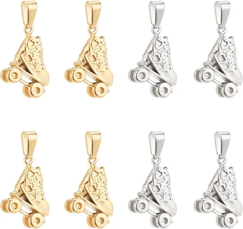 UNICRAFTALE 8 colgantes de acero inoxidable de 0.748 in de largo, hipoalergénicos, hipoalergénicos, estereoscópicos, para hacer pulseras, collares,