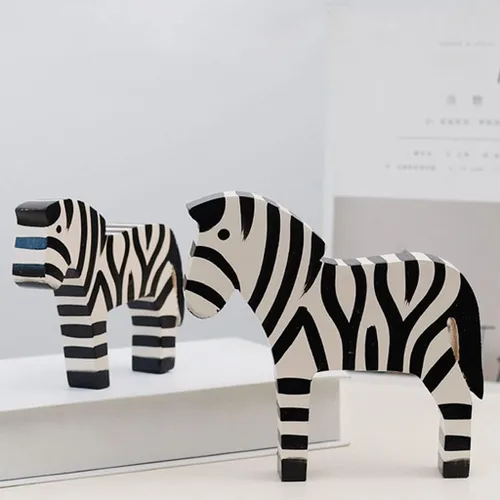 Miniatura 6 de Feng Chino Shui Estatua Escultura Estilo Nórdico Madera Cebra Escritorio Decoración Creativa Animal Madera Tallado Decoración del Hogar Regalo