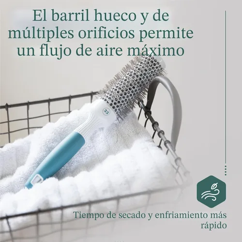 Miniatura 6 de Cepillo redondo profesional para secado por soplado, pequeño cepillo térmico iónico de cerámica para un peinado elegante y preciso con calor