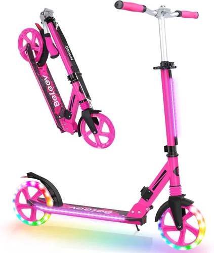 Miniatura 10 de BELEEV V8 Scooters para niños a partir de 6 años con cubierta iluminada, scooter plegable de 2 ruedas para adultos y adolescentes, 4 de altura