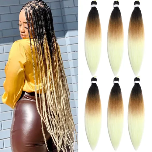 Miniatura 22 de Extensiones de cabello trenzado morado preestiradas, 20 pulgadas, 2 piezas de cabello sintético trenzado para niñas y mujeres, fiesta, disfraz