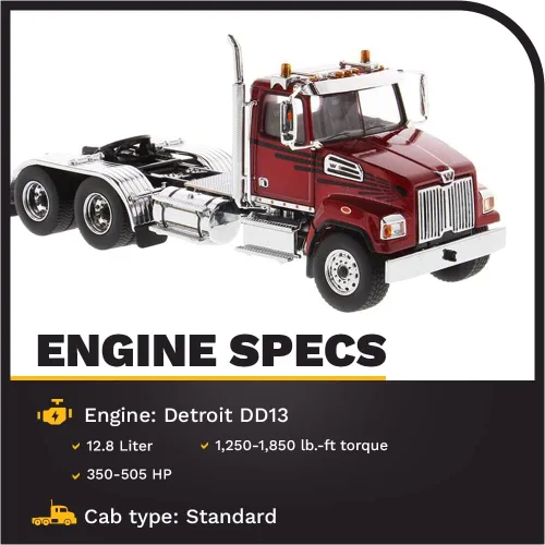 Miniatura 3 de Diecast Masters Western Star 4700 SF Tandem Day Cab Tractor Metálico Rojo 1/50 Modelo Diecast