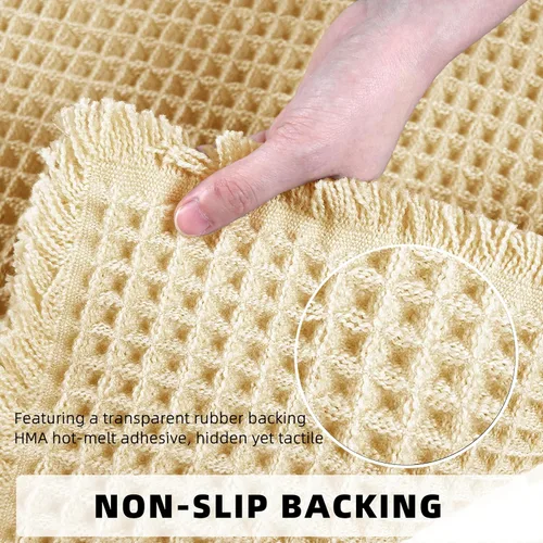 Miniatura 4 de Alfombras de Baño con Textura Waffle, Tapetes de Baño Bohemios Súper Absorbentes, Tapetes Antideslizantes para Ducha, para Piso de Baño y Bañera