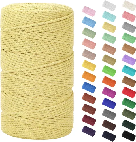 Miniatura 60 de Cordón de macramé de 0.079 in x 380 yardas (1140 pies), cuerda de algodón natural para colgar en la pared, ganchos de plantas, manualidades, Beige