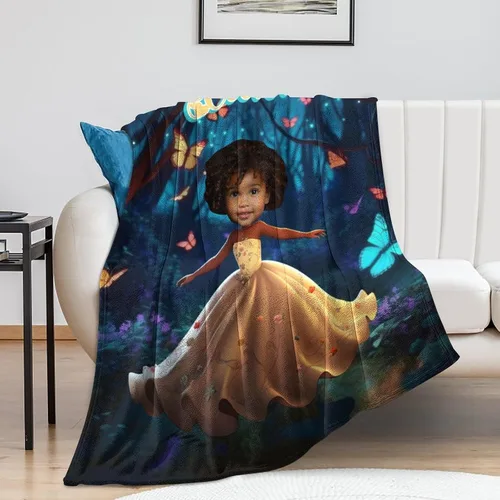 Miniatura 5 de Manta personalizada de felpa para niña afroamericana con foto y nombre, manta afro negra personalizada para niños y niñas, manta de bebé africana